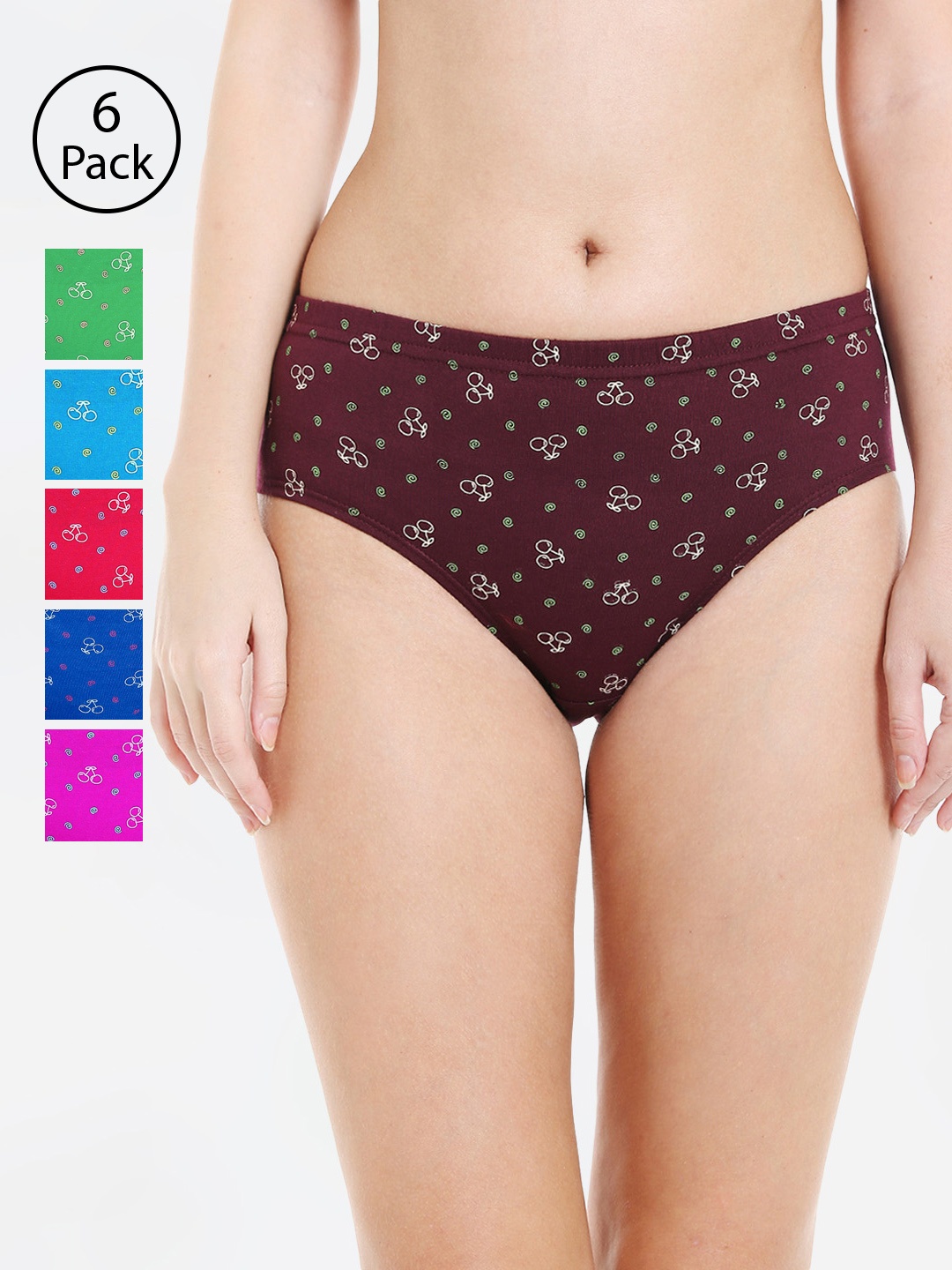 Bodycare Women Pack of 6 Assorted Hipster Briefs 3700D-6PCS