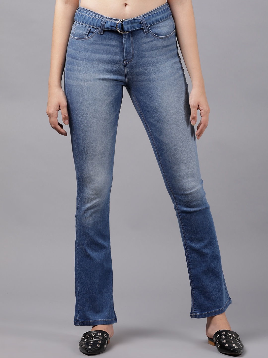 

Tokyo Talkies Women Blue Bootcut Mid-Rise Clean Look Stretchable Jeans