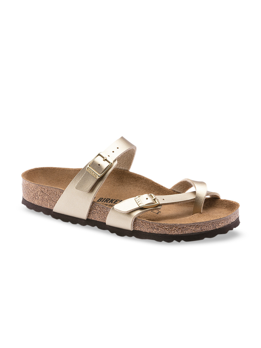 

Birkenstock Women Gold-Toned Solid Mayari Birko-Flor One Toe Regular Width Flats
