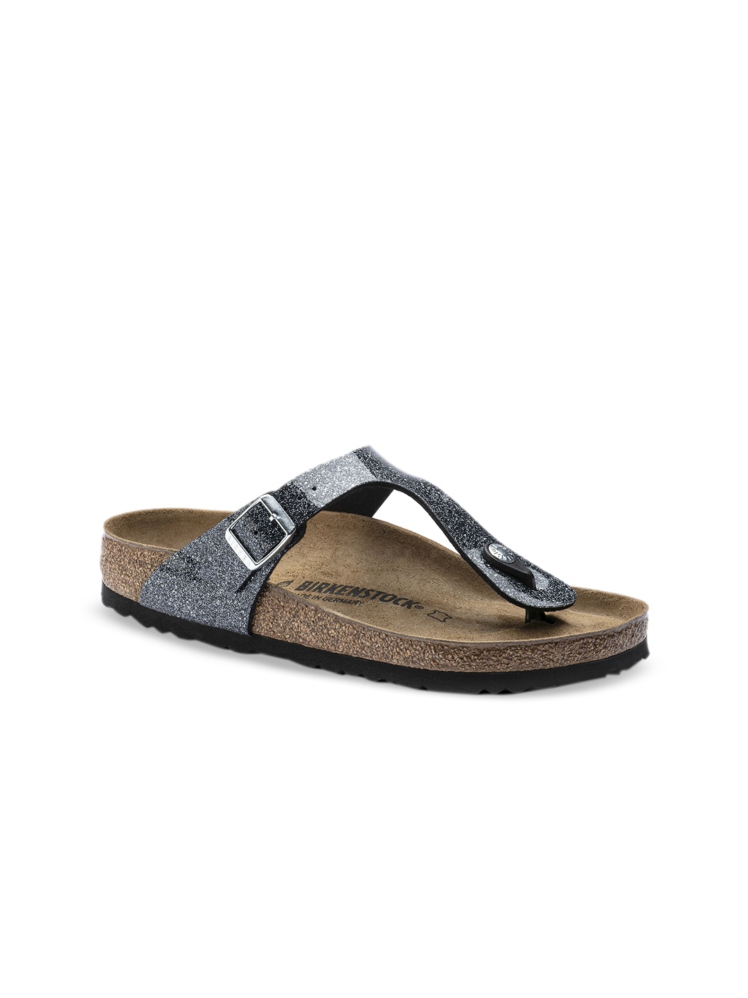 

Birkenstock Women Grey Solid Gizeh Birko-Flor T-Strap Regular Width Flats