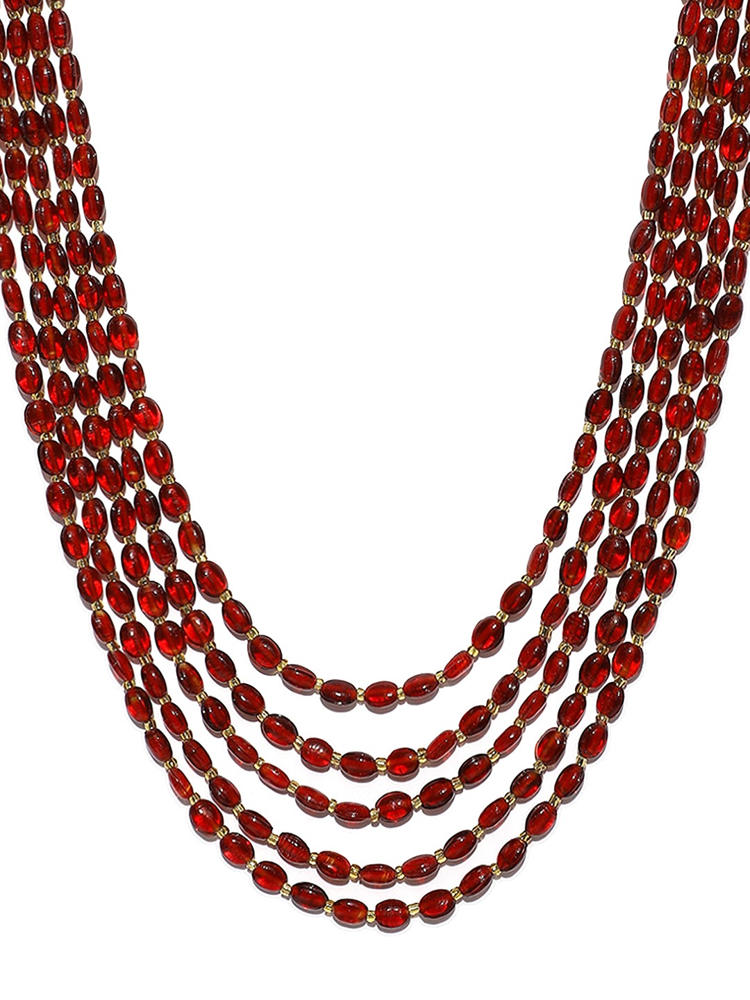 

DEVOILER Men Maroon & Gold-Toned Layered Necklace