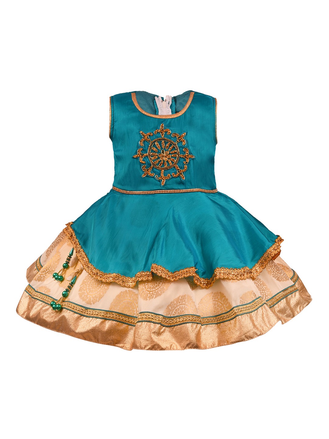 

Wish Karo Girls Sea Green Embellished Fit and Flare Dress