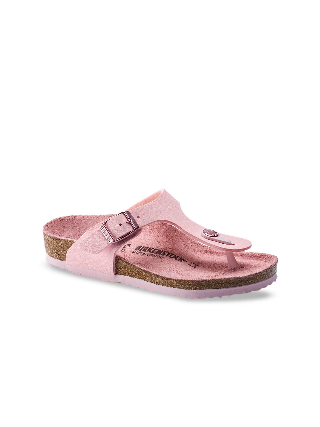 

Birkenstock Women Pink Solid Gizeh Birko-Flor Nubuck T-Strap Regular Width Flats