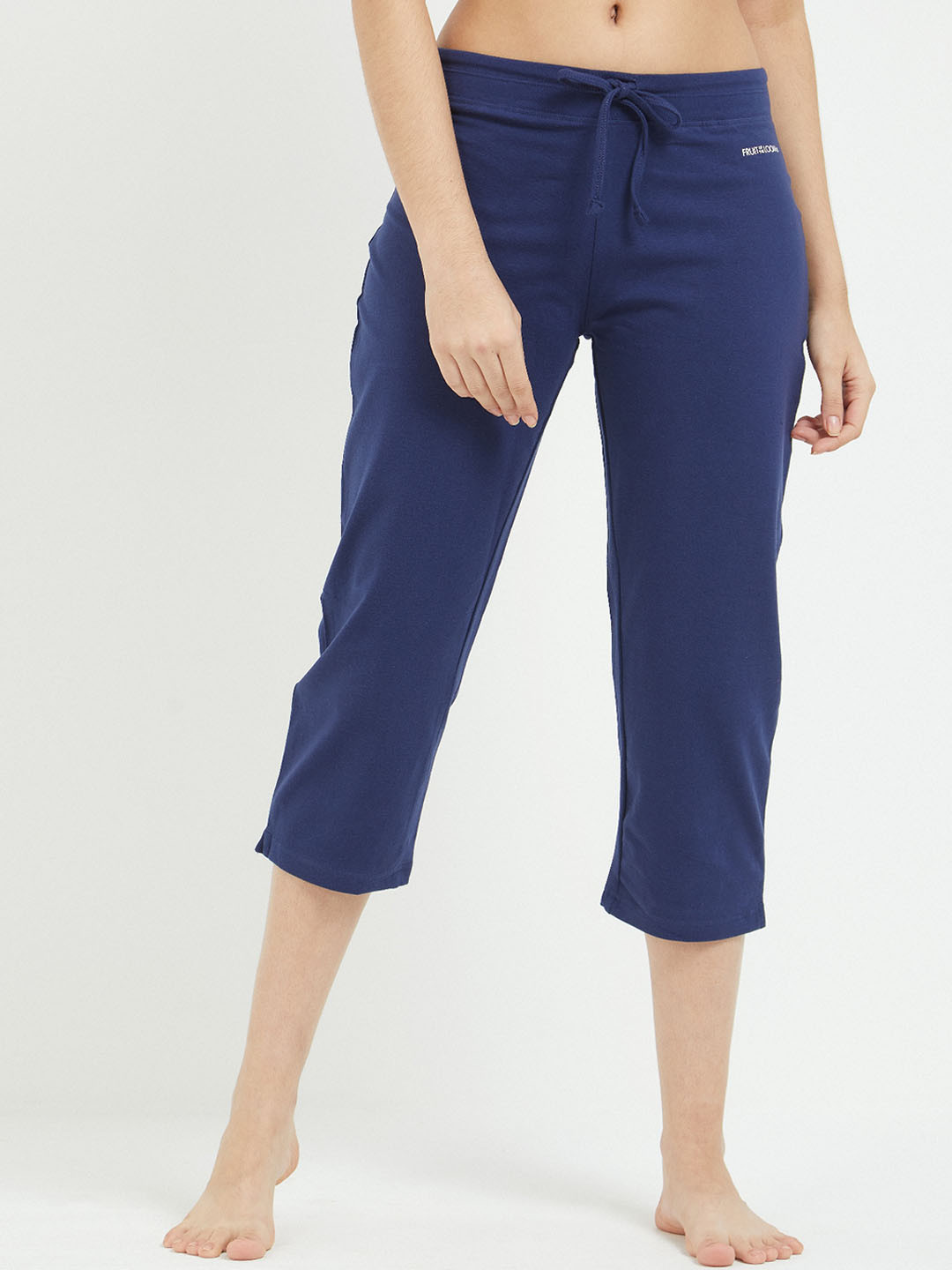 

Fruit of the loom Unwind Women Navy Blue Solid Intellifresh Slim Fit Lounge Capris