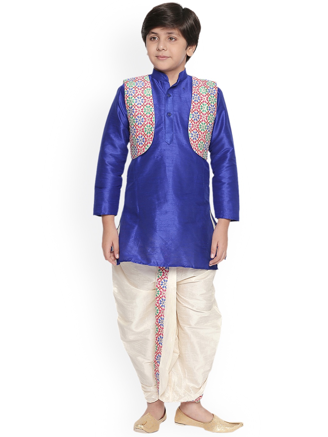 

Jeetethnics Boys Blue & Beige Self Design Kurta Set with Jacket