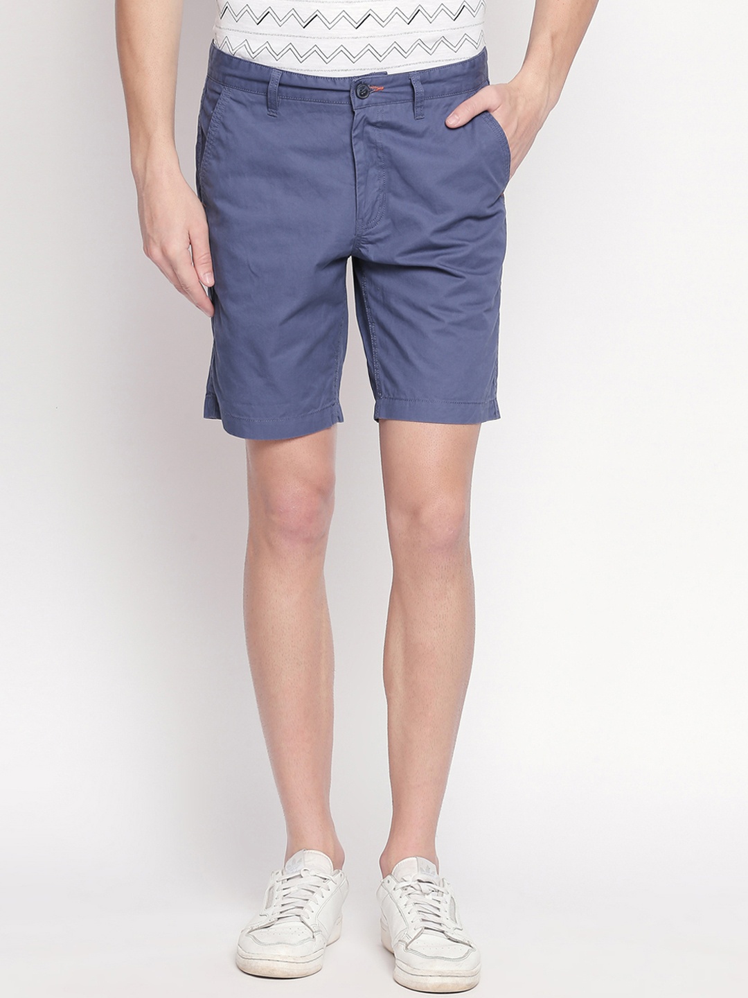 

Urban Ranger by pantaloons Men Blue Solid Slim Fit Biker Shorts