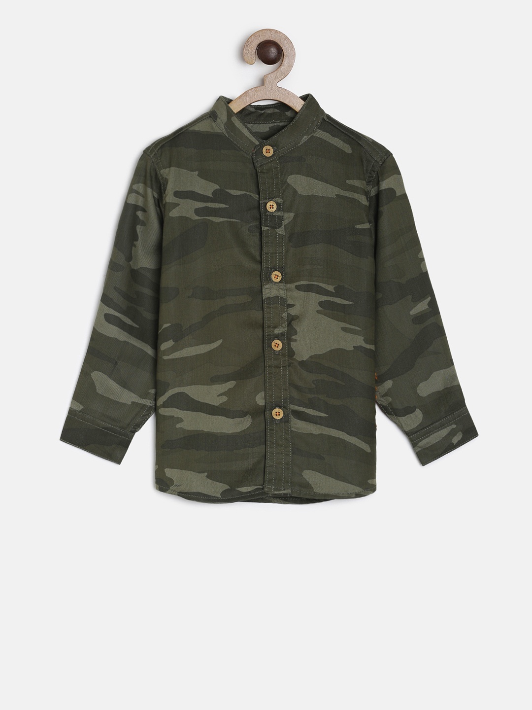 

TALES & STORIES Boys Olive Green Regular Fit Printed Casual Shirt
