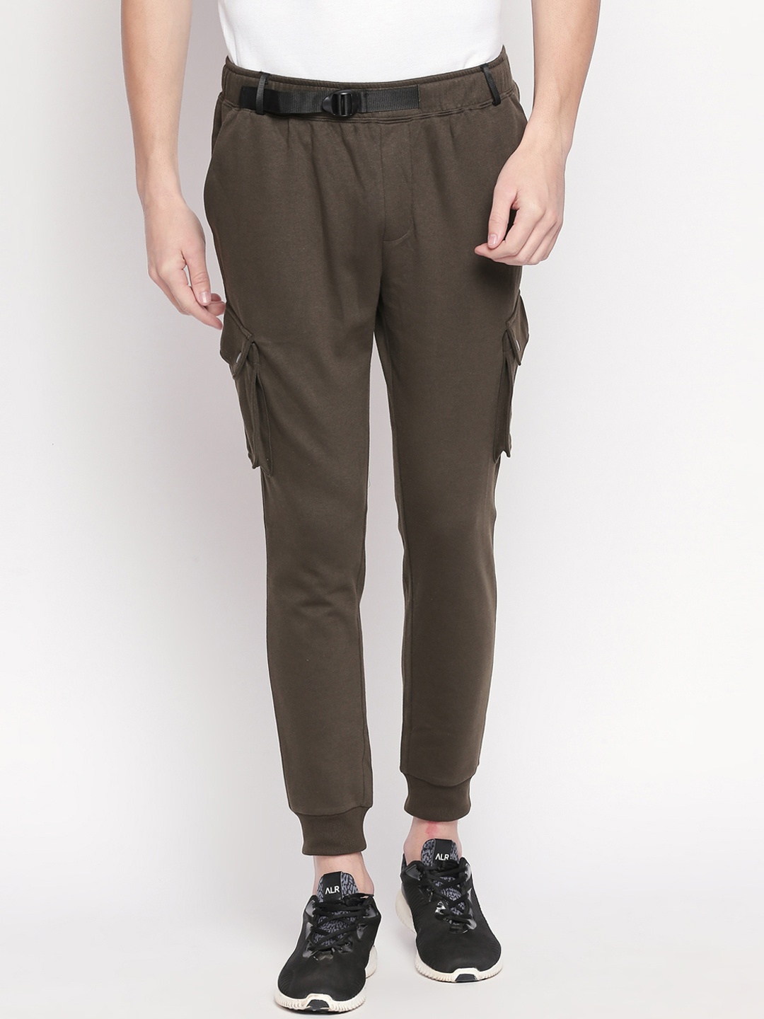 

Ajile by Pantaloons Men Olive Green Solid Slim-Fit Joggers