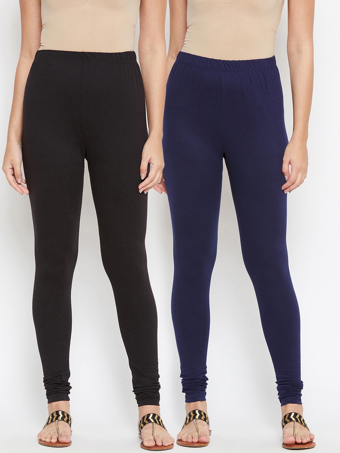 

Bitterlime Women Pack Of 2 Churidar-Length Leggings, Black