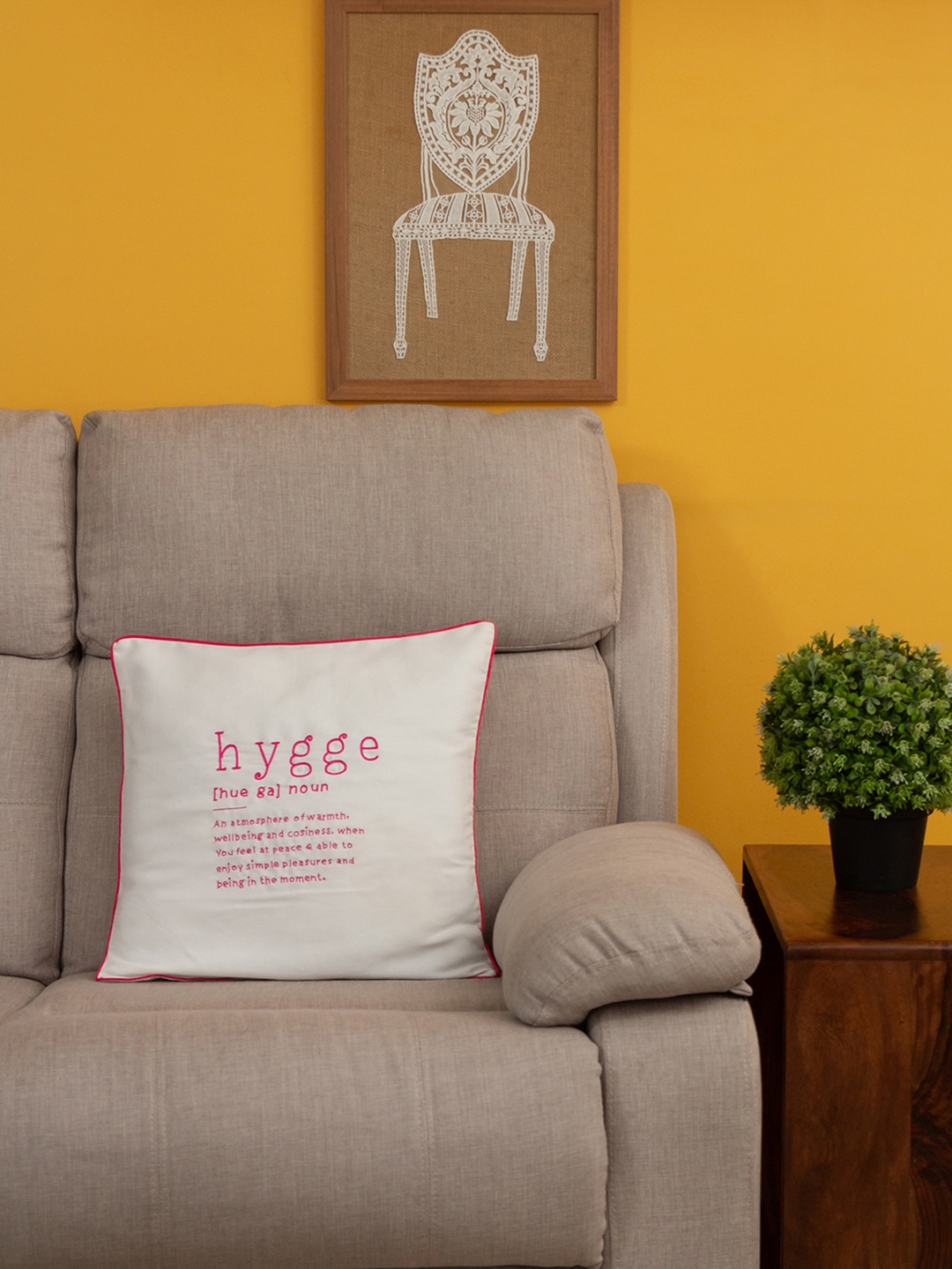 

BandBox White & Pink Single Embroidered Square Cushion Cover