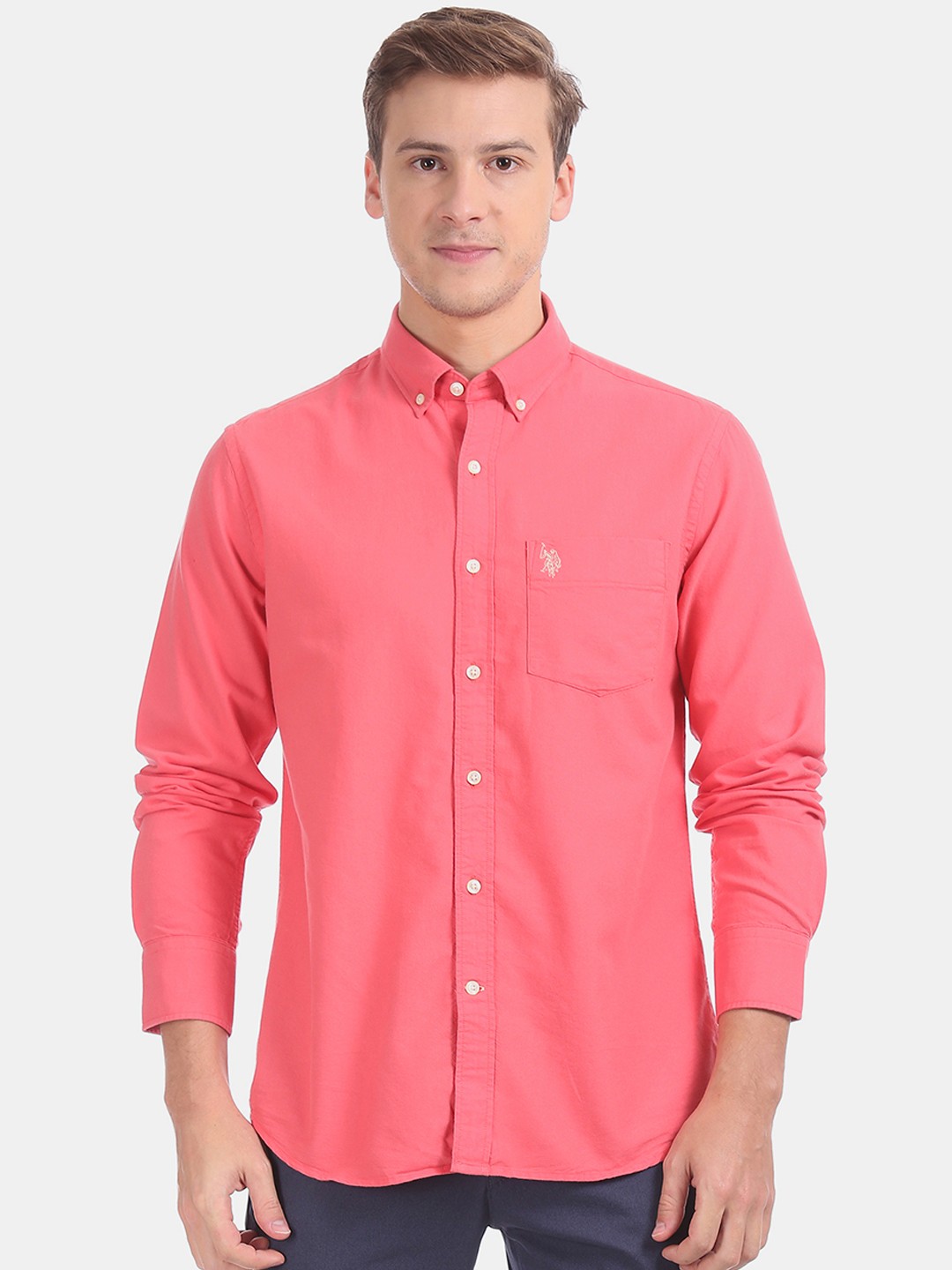 

U.S. Polo Assn. Men Pink Regular Fit Solid Casual Shirt
