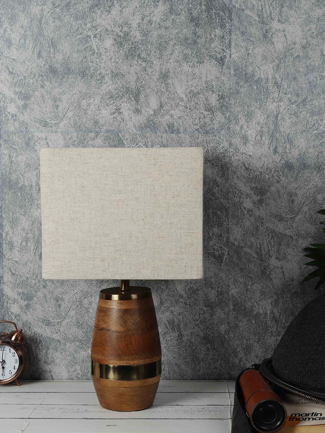 

Grated Ginger Beige Solid Bedside Table Lamp with Shade