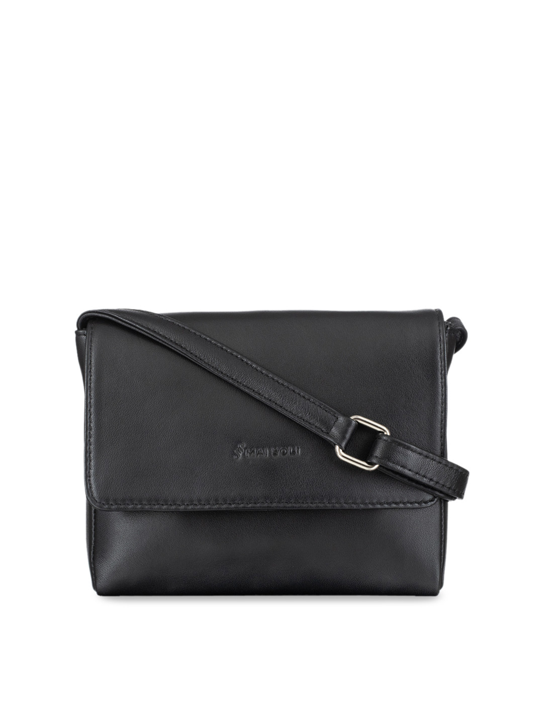 

MAI SOLI Women Black Solid Leather Sling Bag