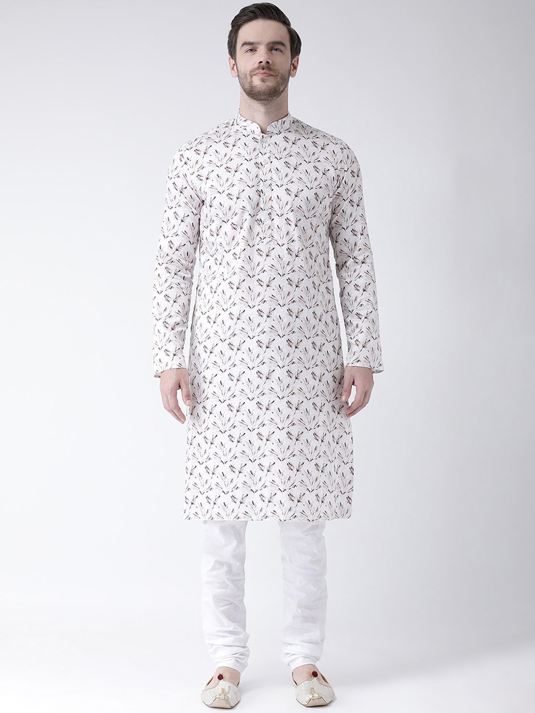 

DEYANN Men Off-White Printed Straight Kurta