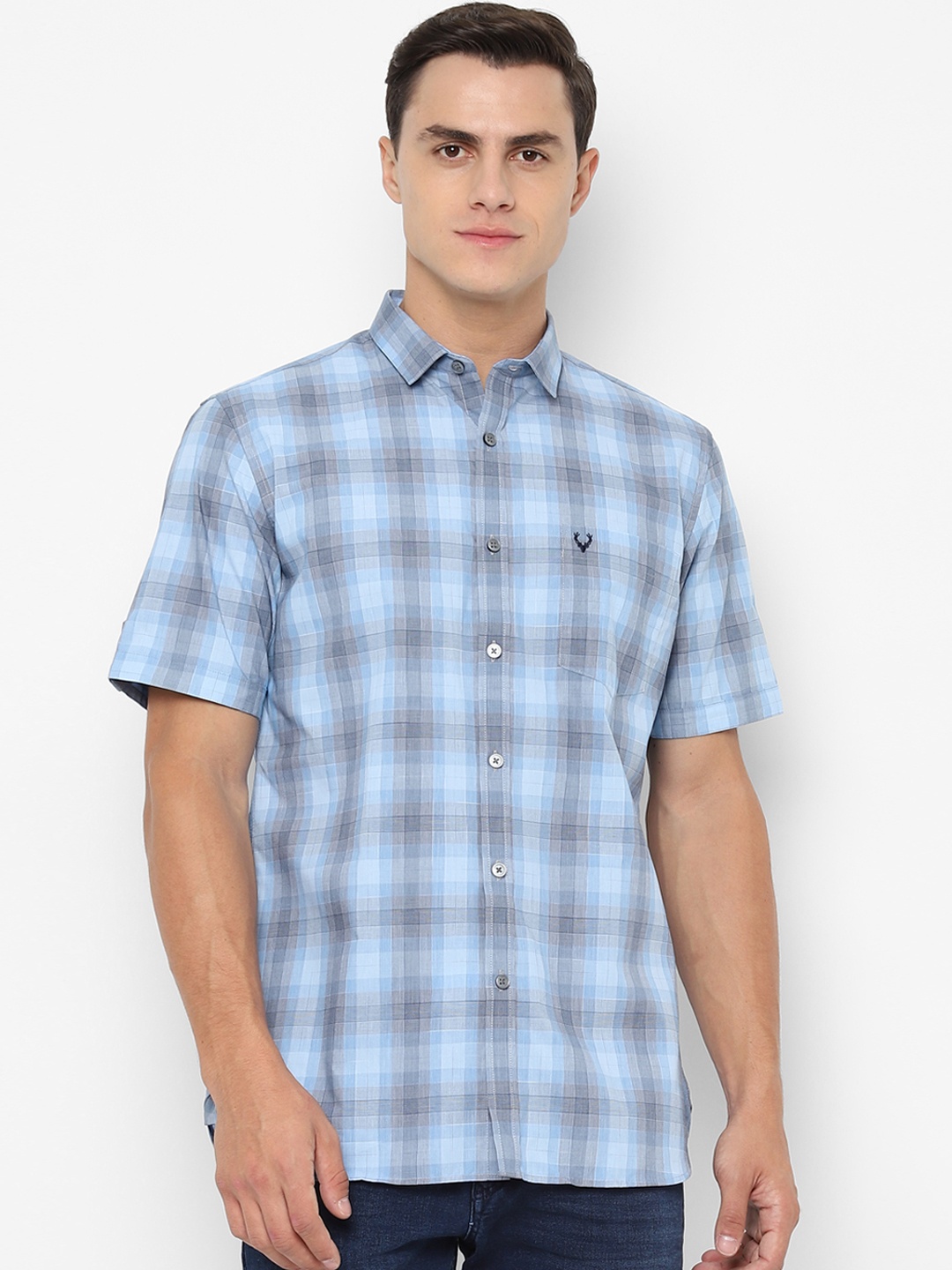 

Allen Solly Men Blue Slim Fit Checked Casual Shirt