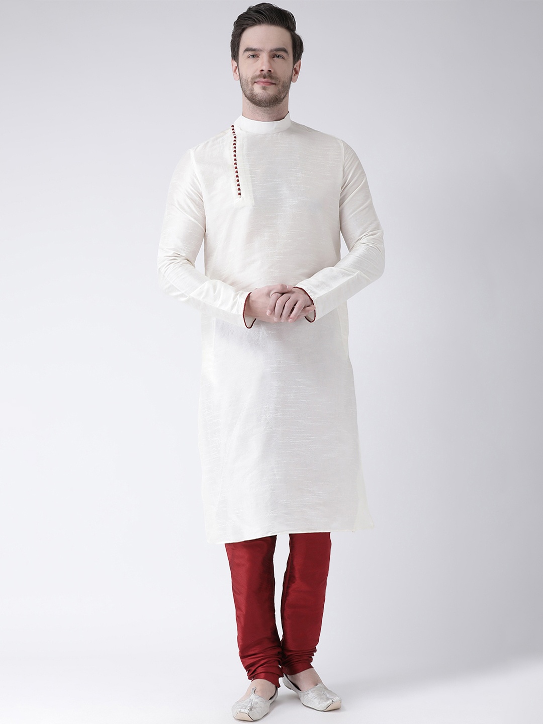 

DEYANN Men Off-White Solid Straight Kurta