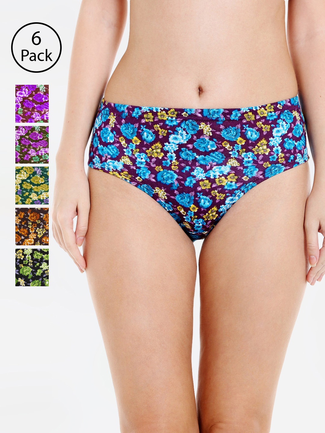 

Bodycare Women Pack Of 6 Assorted Printed Hipster Briefs 3800D-6PCS