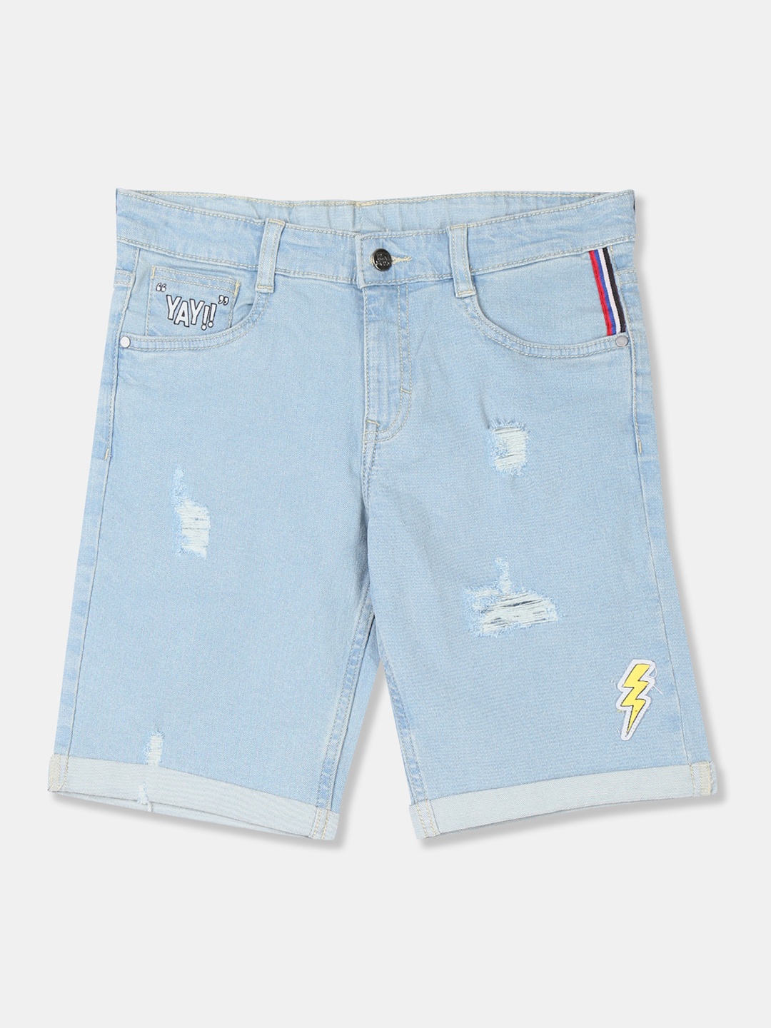 

Flying Machine Boys Blue Solid Regular Fit Denim Shorts