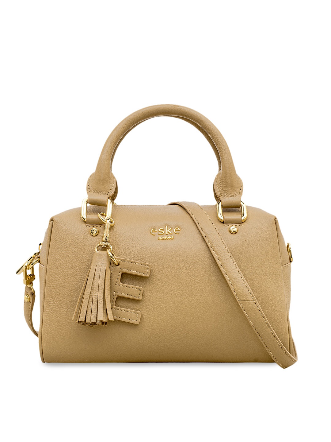 

Eske Beige Solid Leather Handheld Bag