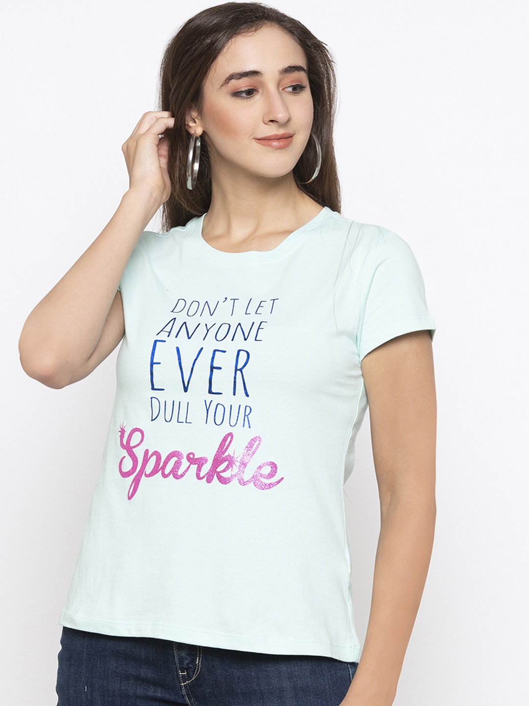 

Globus Women Blue Printed Round Neck T-shirt