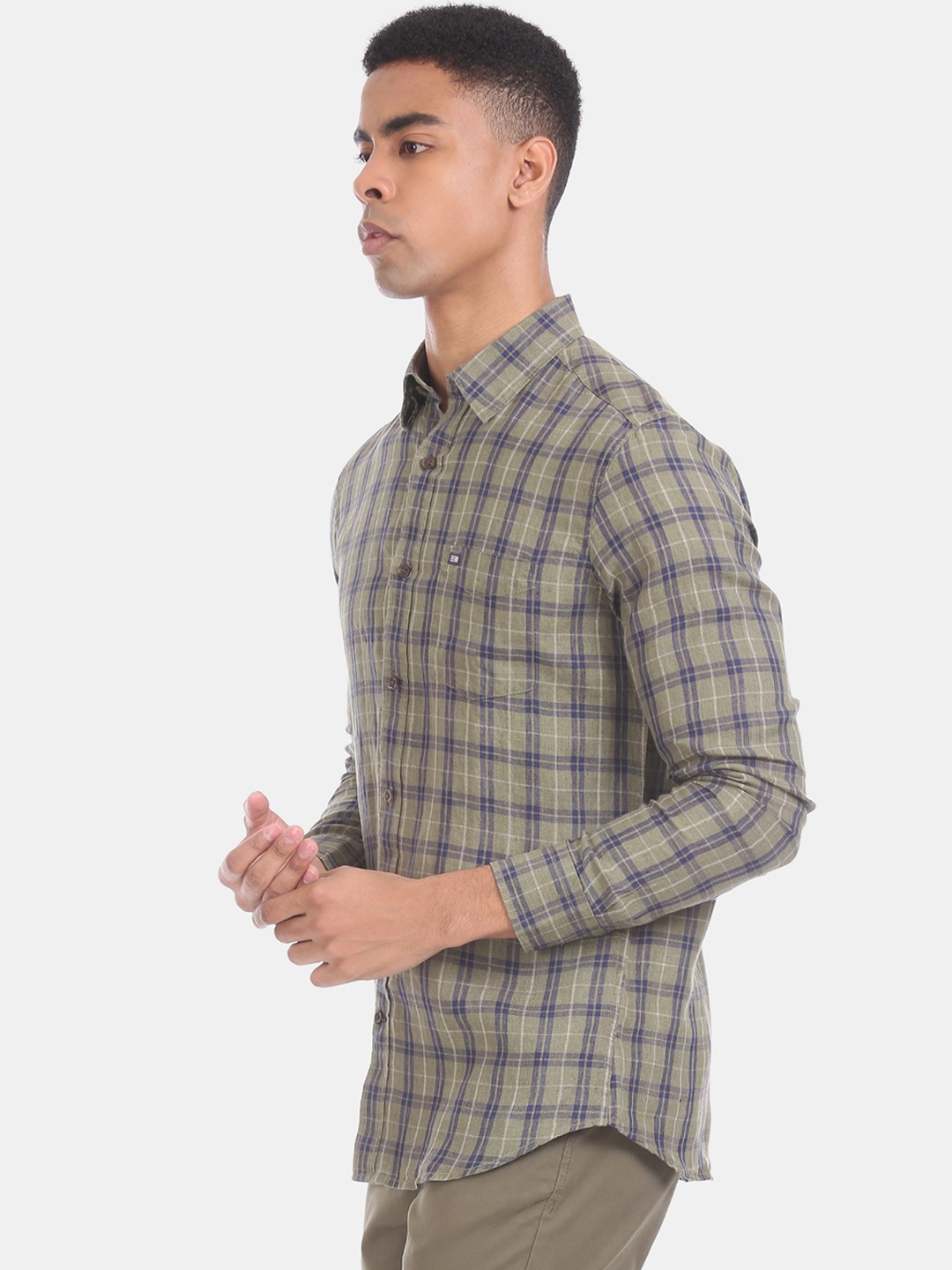 

Arrow Sport Men Green & Blue Slim Fit Checked Casual Shirt