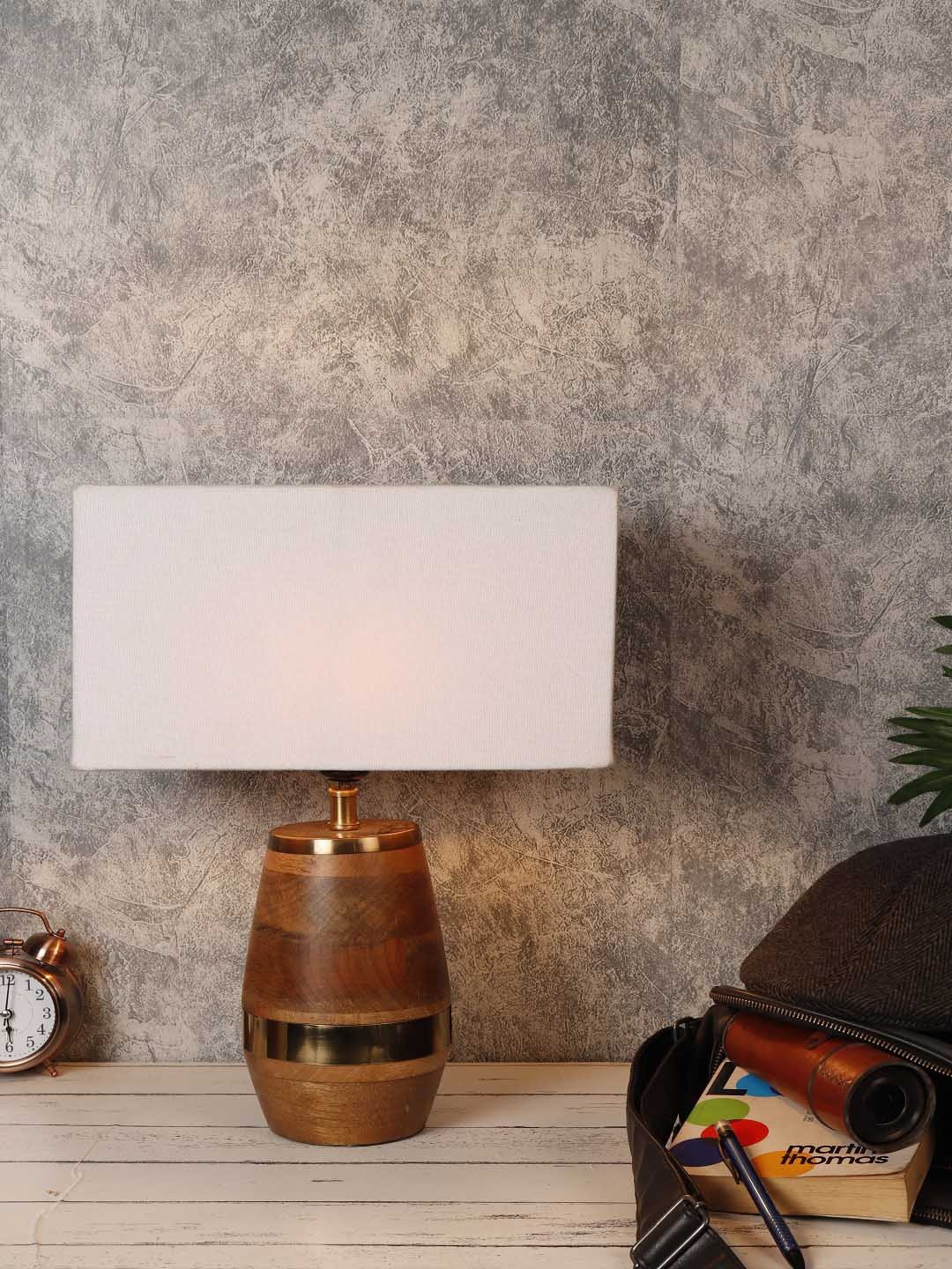 

Grated Ginger Solid Tribal Bedside Lamp, White