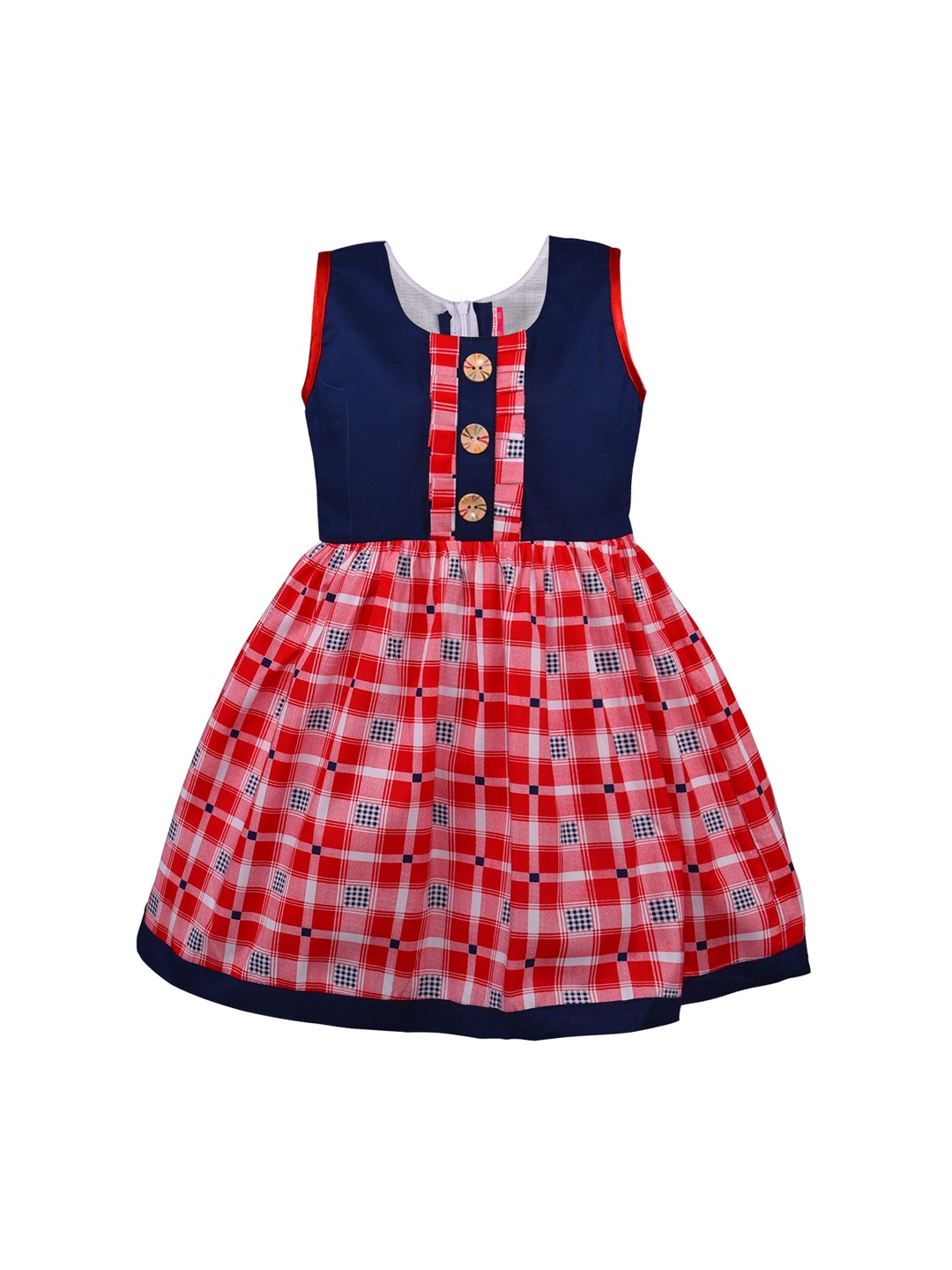 

Wish Karo Girls Red Checked Fit and Flare Dress