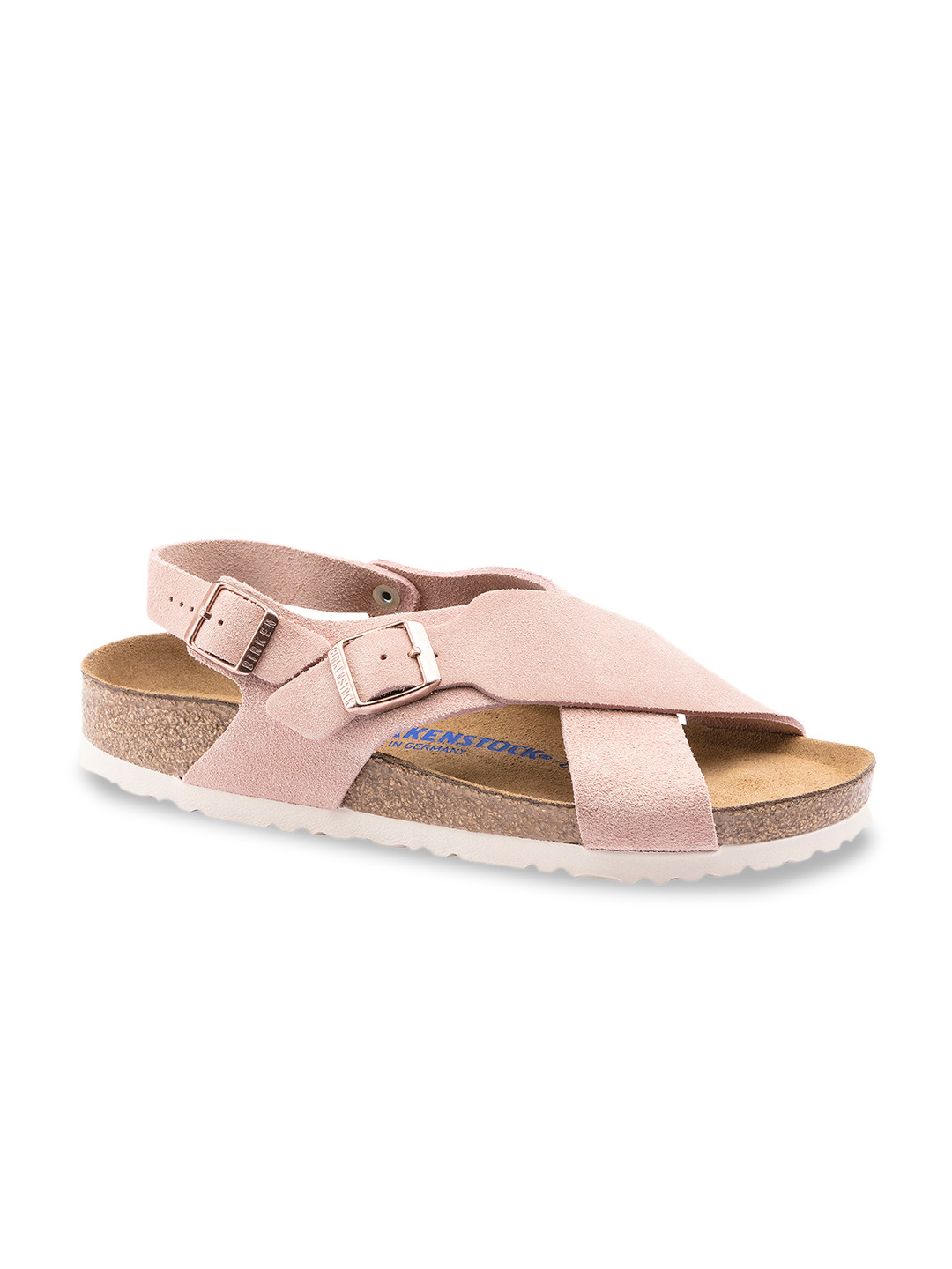 

Birkenstock Women Pink Solid Tulum Suede Leather Open Toe Narrow Width Flats
