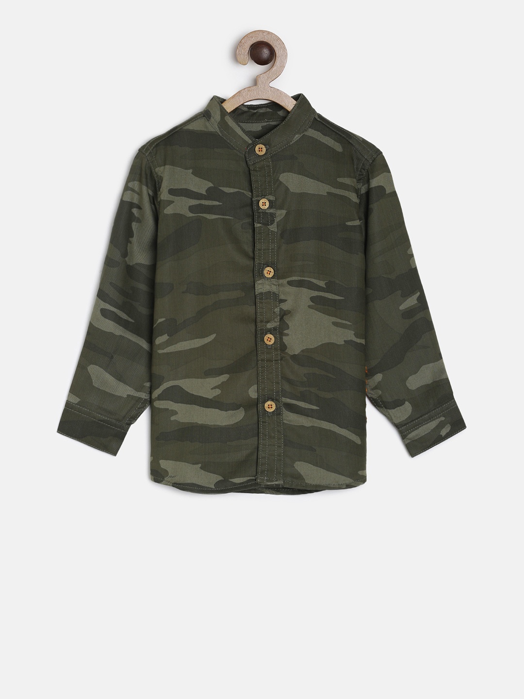 

TALES & STORIES Boys Olive Green Regular Fit Printed Casual Shirt