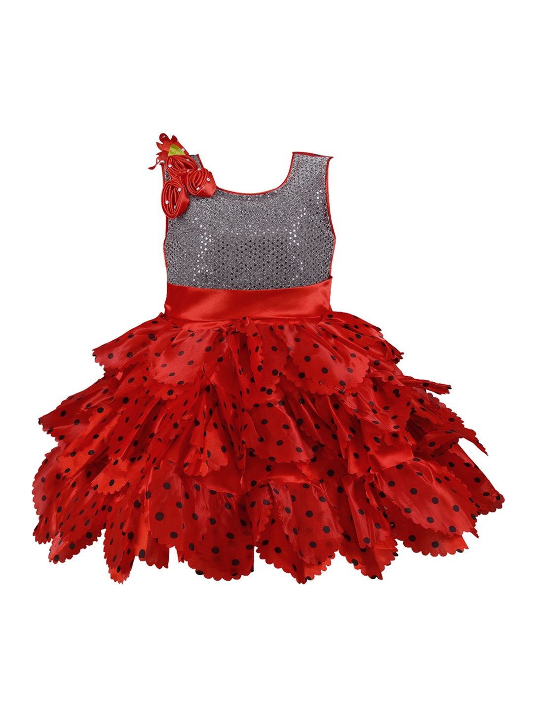 

Wish Karo Girls Red Printed Fit and Flare Dress