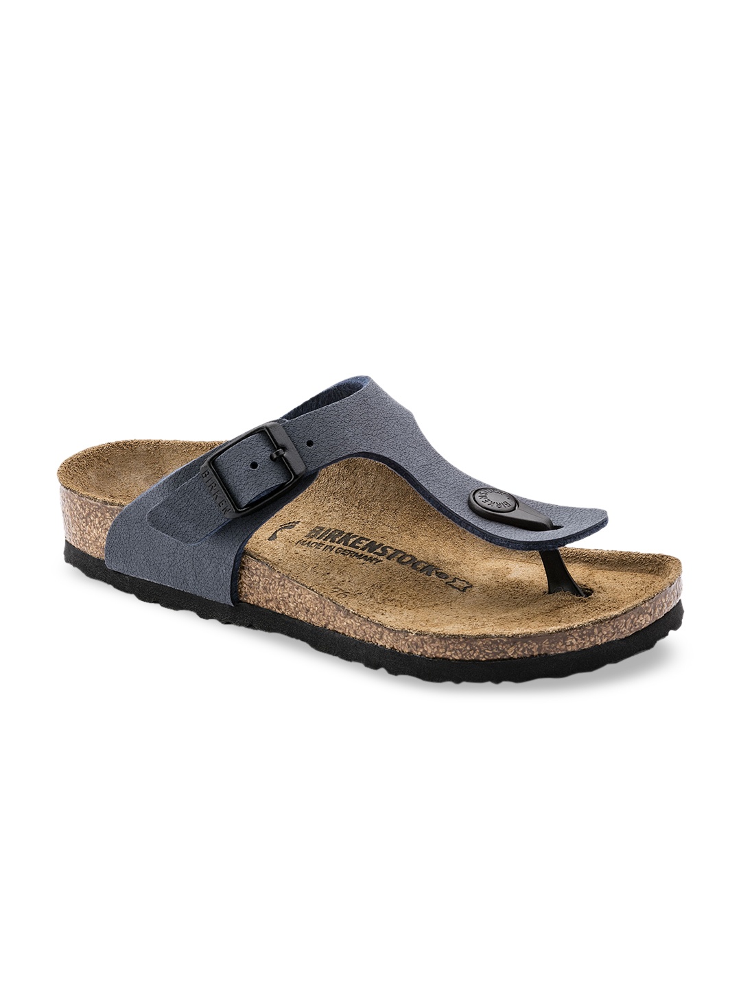 Birkenstock Boys Navy Blue Solid Gizeh Birko-Flor Nubuck Regular Width Sandals