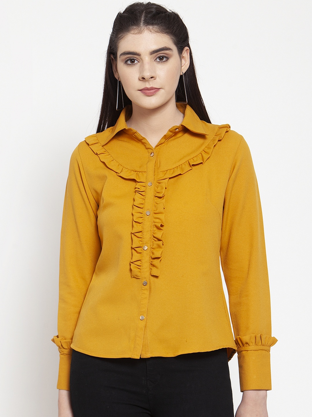 

armure Women Mustard Yellow Regular Fit Solid Casual Shirt
