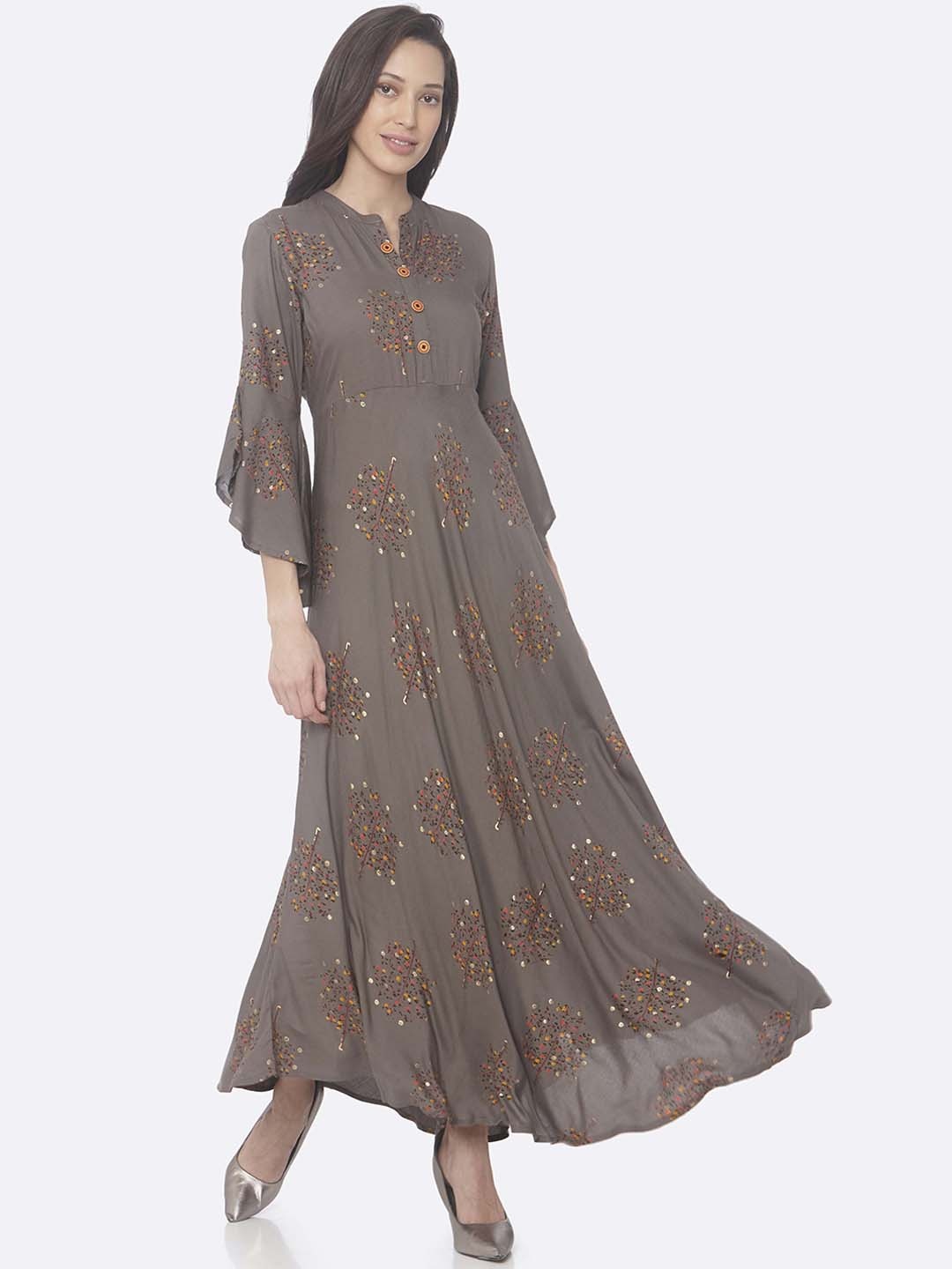 

RAISIN Women Grey Printed Maxi Dress