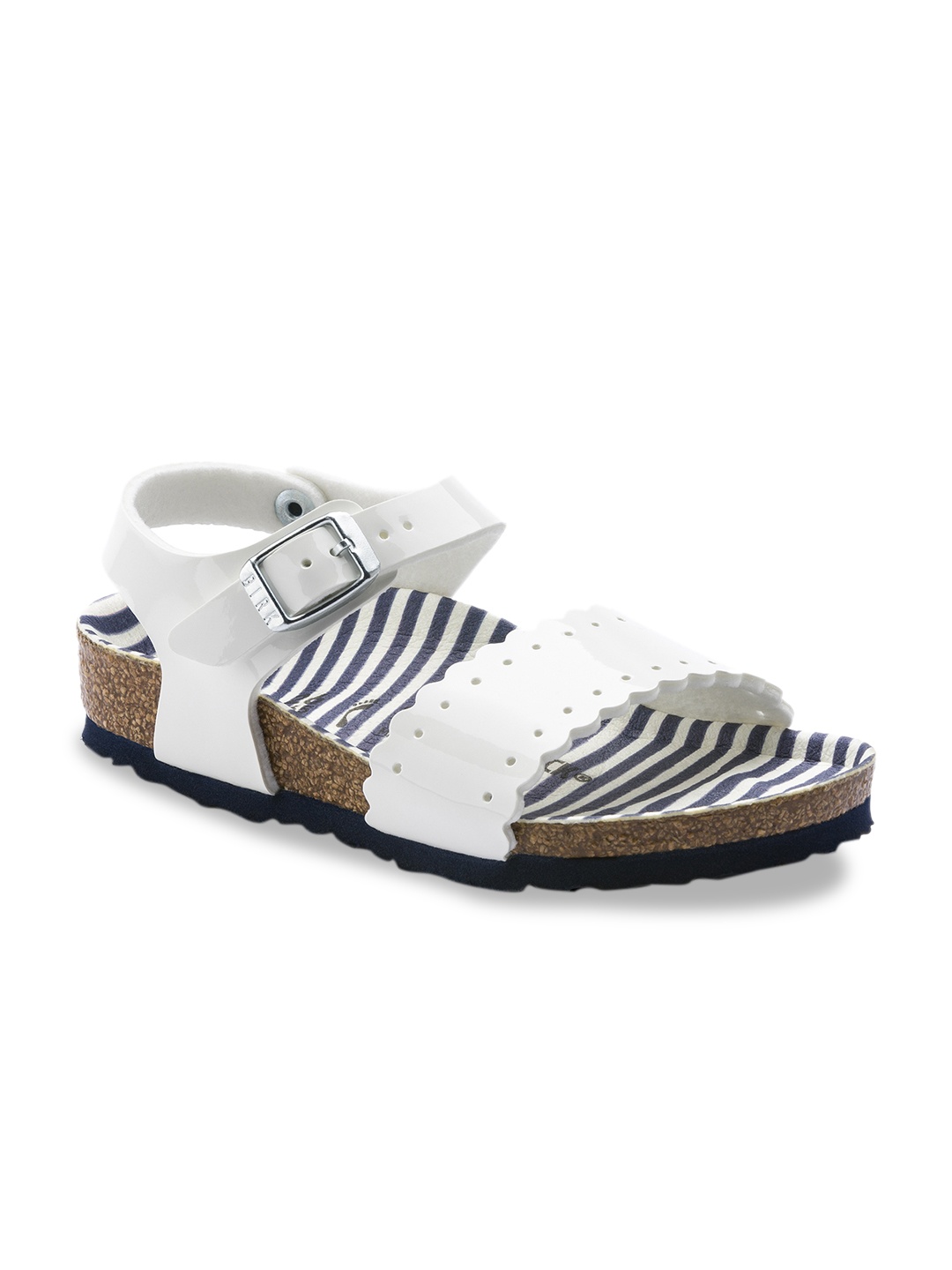 

Birkenstock Girls White Solid Mila Birko-Flor Open Toe Regular Width Flats