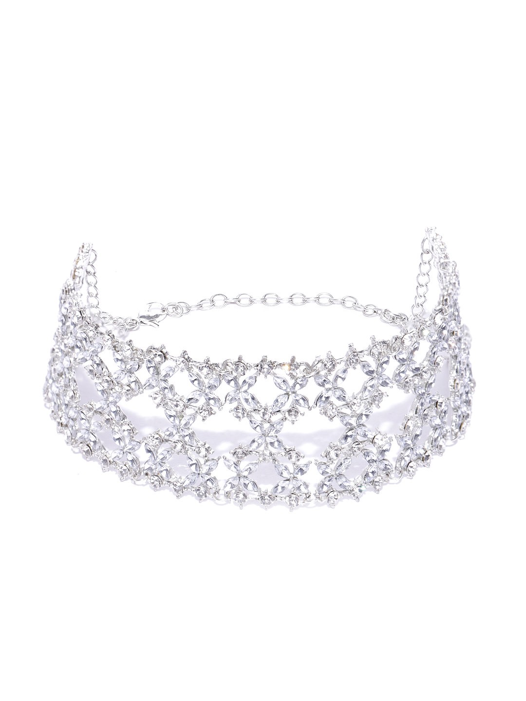 

Kairi Women Silver-Toned Rhinestone Studded Choker