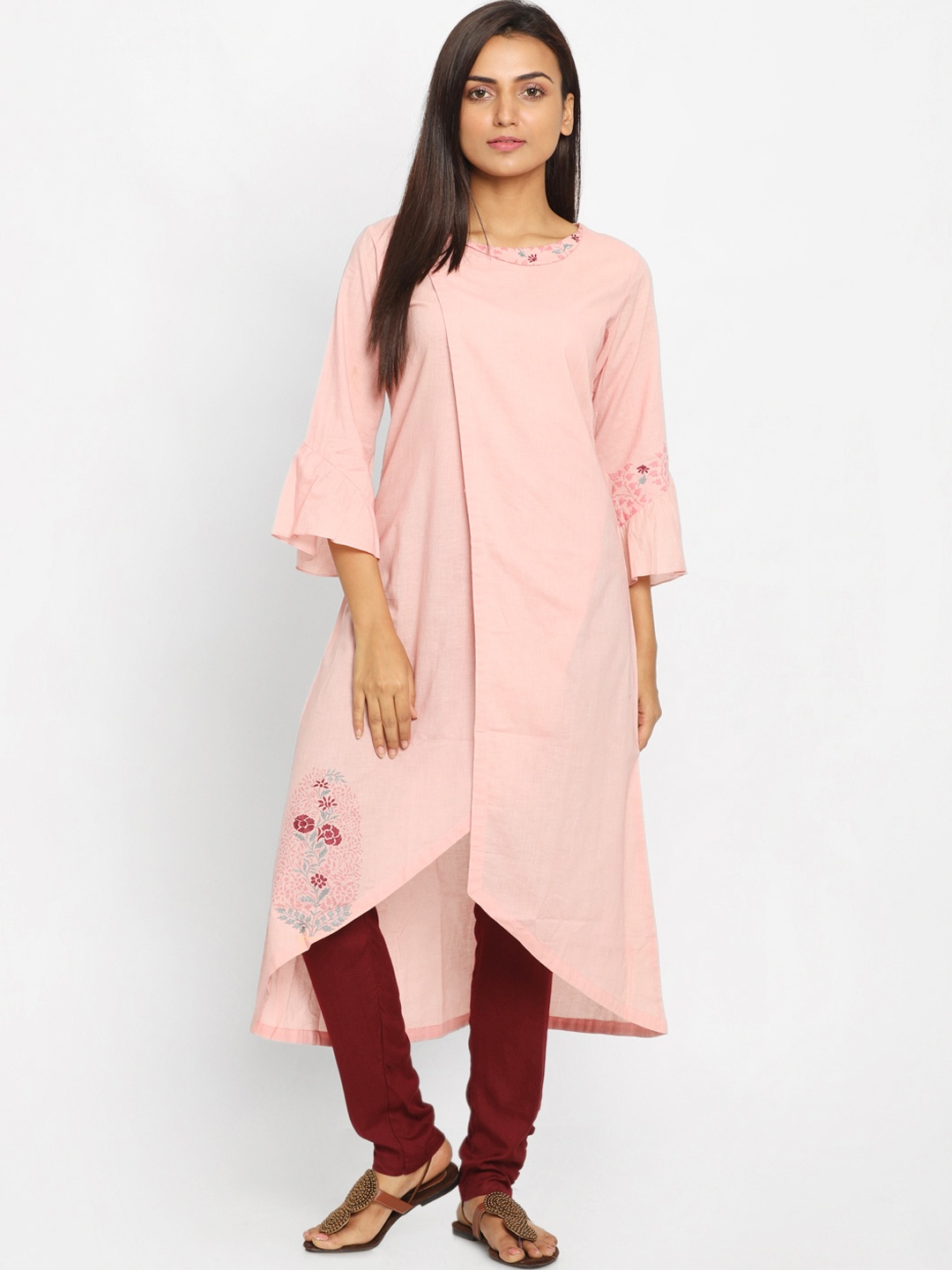 

Nakshi Women Pink Printed A-Line Kurta