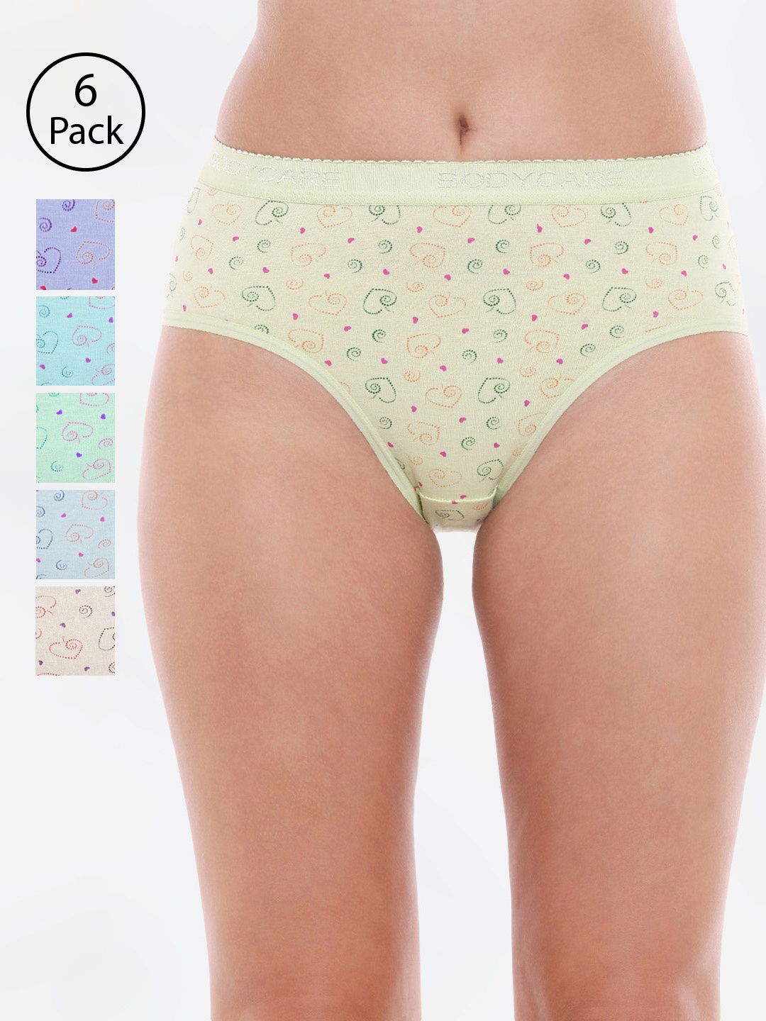 

Bodycare Women Pack of 6 Assorted Printed Hipster Briefs 15000-6PCS