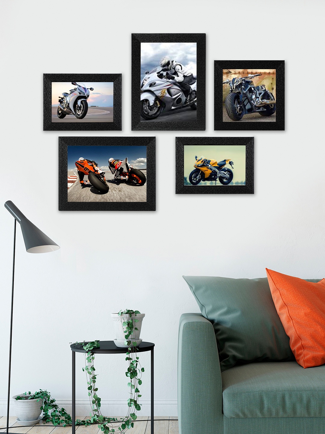 

SWADESI STUFF Set Of 5 Black Textured Individual Wall Photo Frames