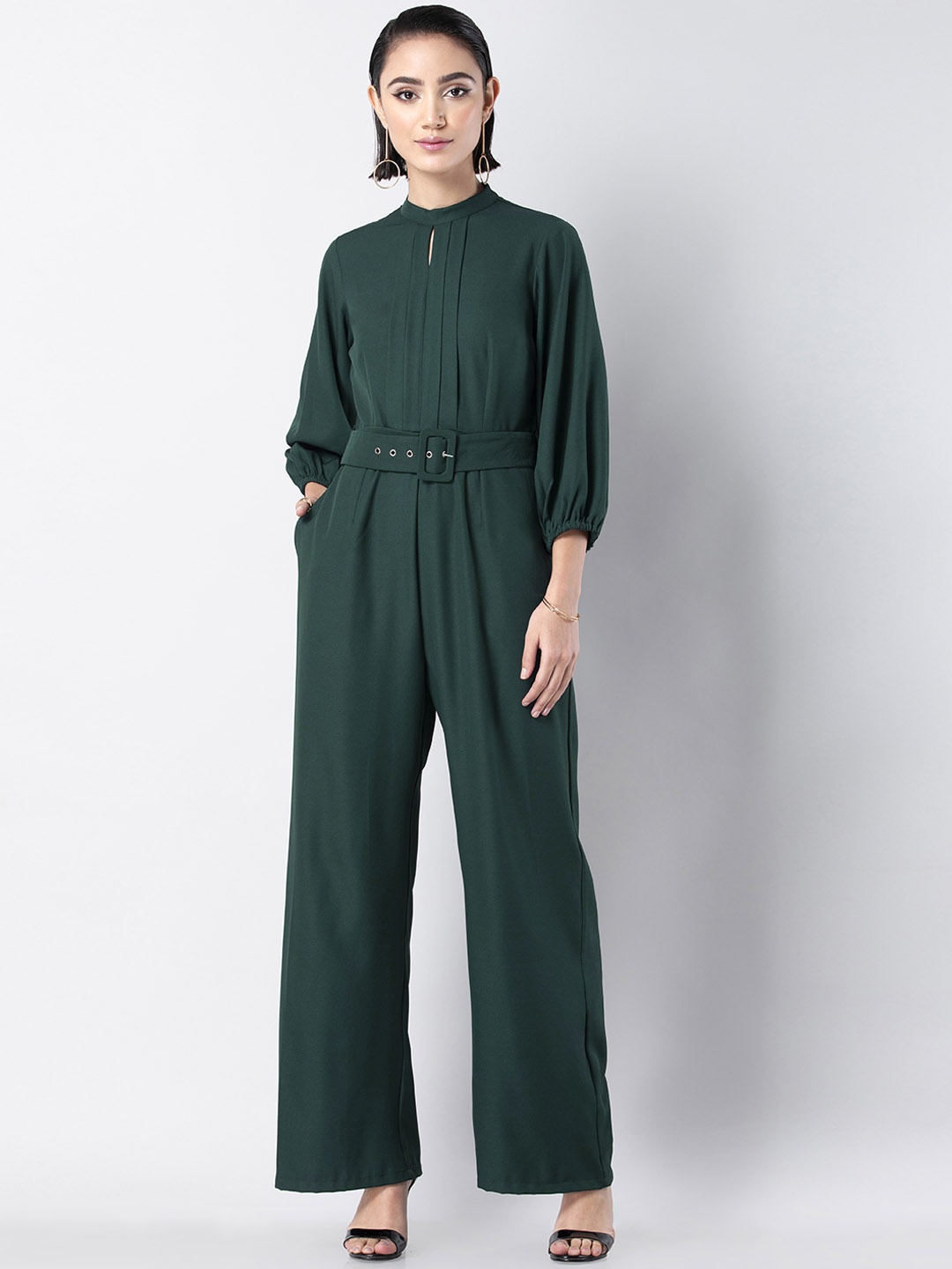

FabAlley Women Green Solid Basic Jumpsuit