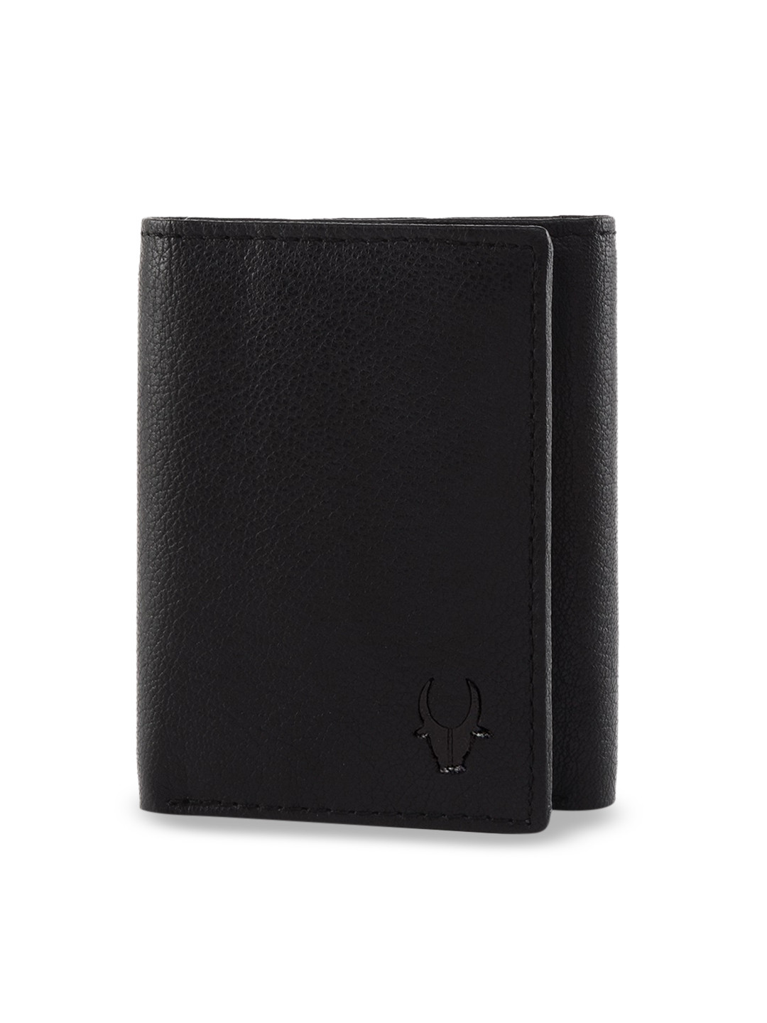 

WildHorn Men Black RFID Protected Genuine Leather Hand-Stitched Solid Three Fold Wallet