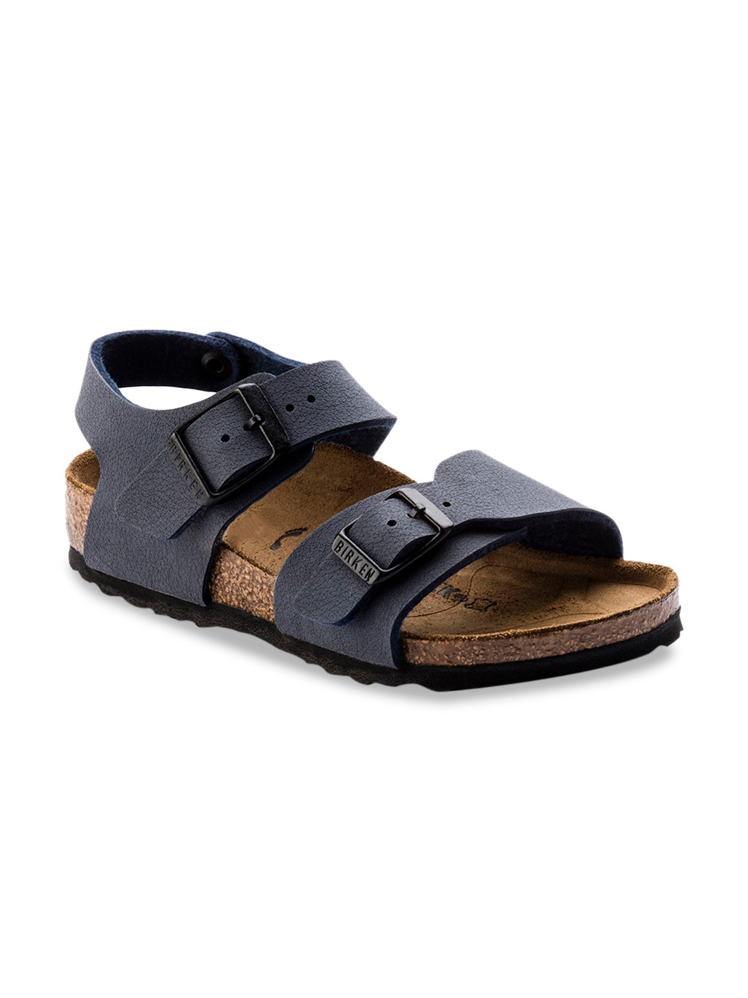 

Birkenstock Boys Blue Solid New Birko-Flor Nubuck Regular Width New York Comfort Sandals