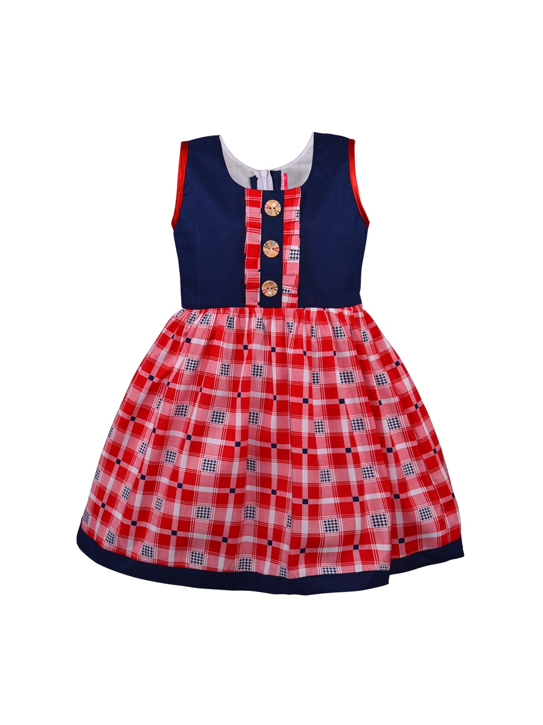 

Wish Karo Girls Red Checked Fit and Flare Dress