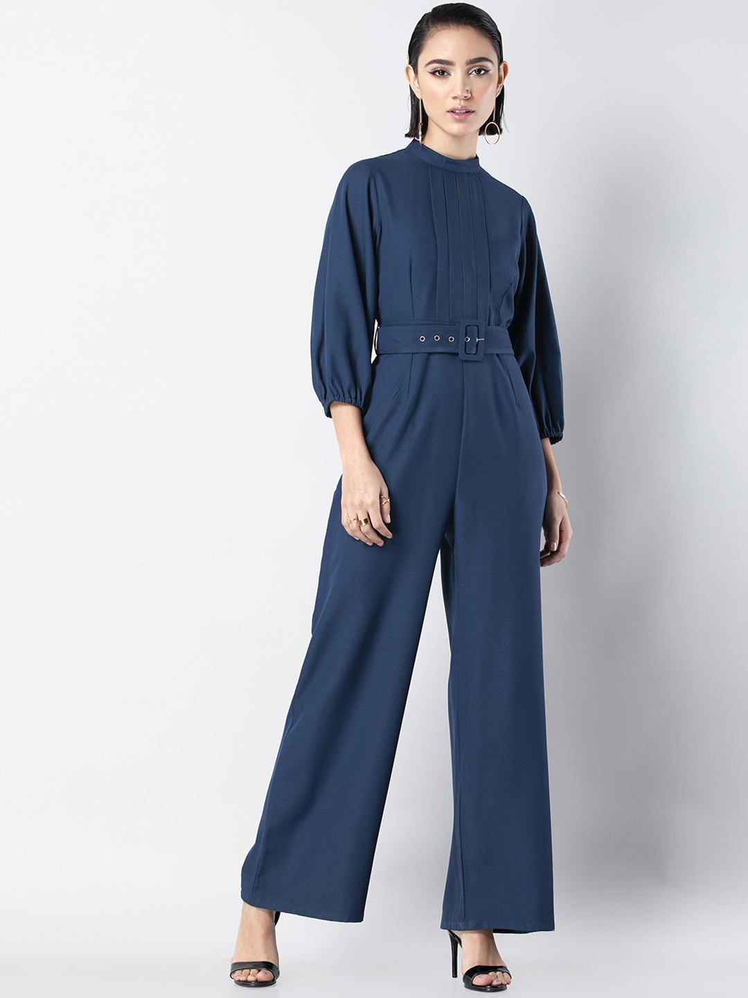 

FabAlley Women Blue Solid Basic Jumpsuit