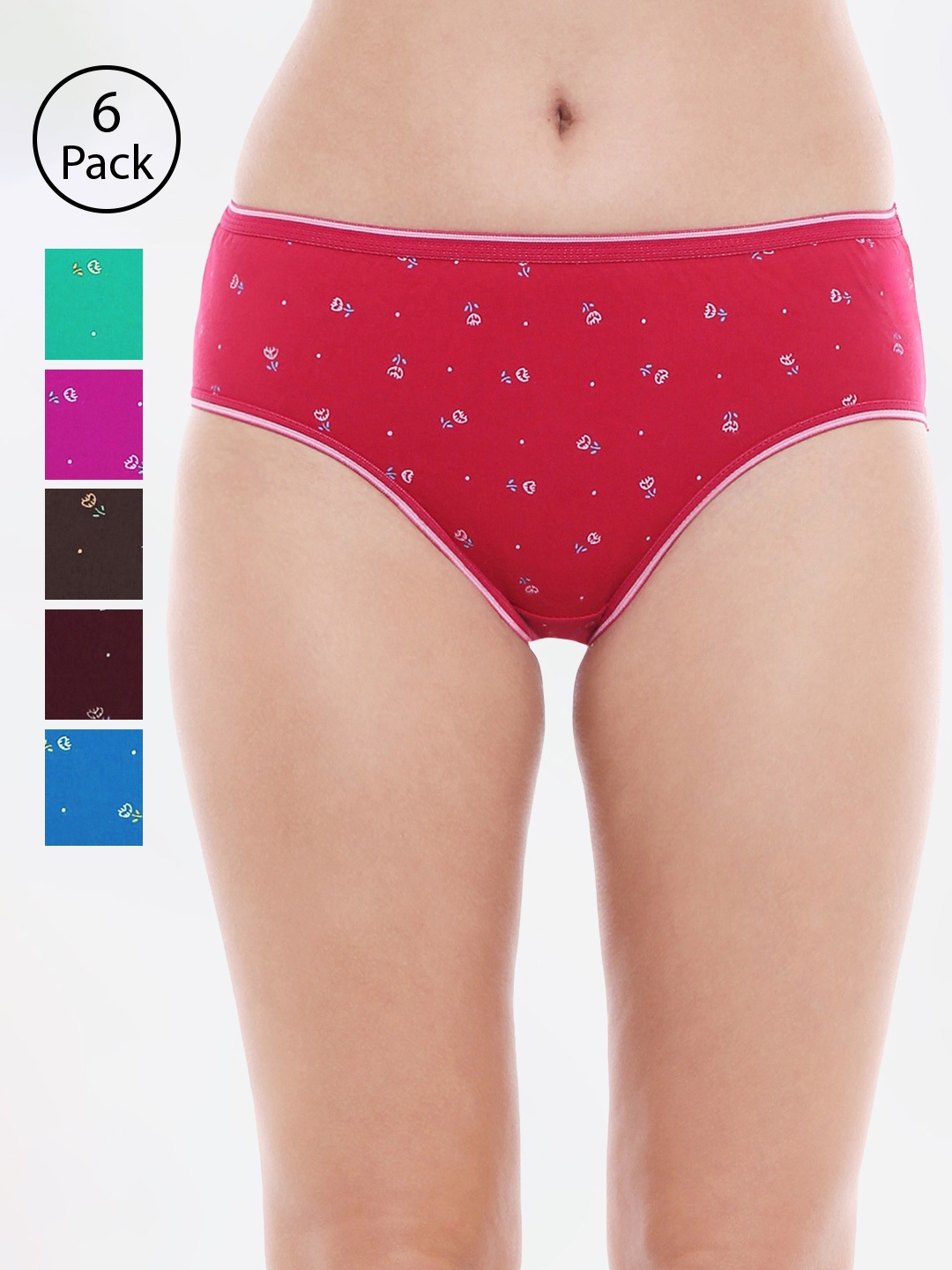 Bodycare Women Pack of 6 Assorted Printed Hipster Briefs 400D-6PCS