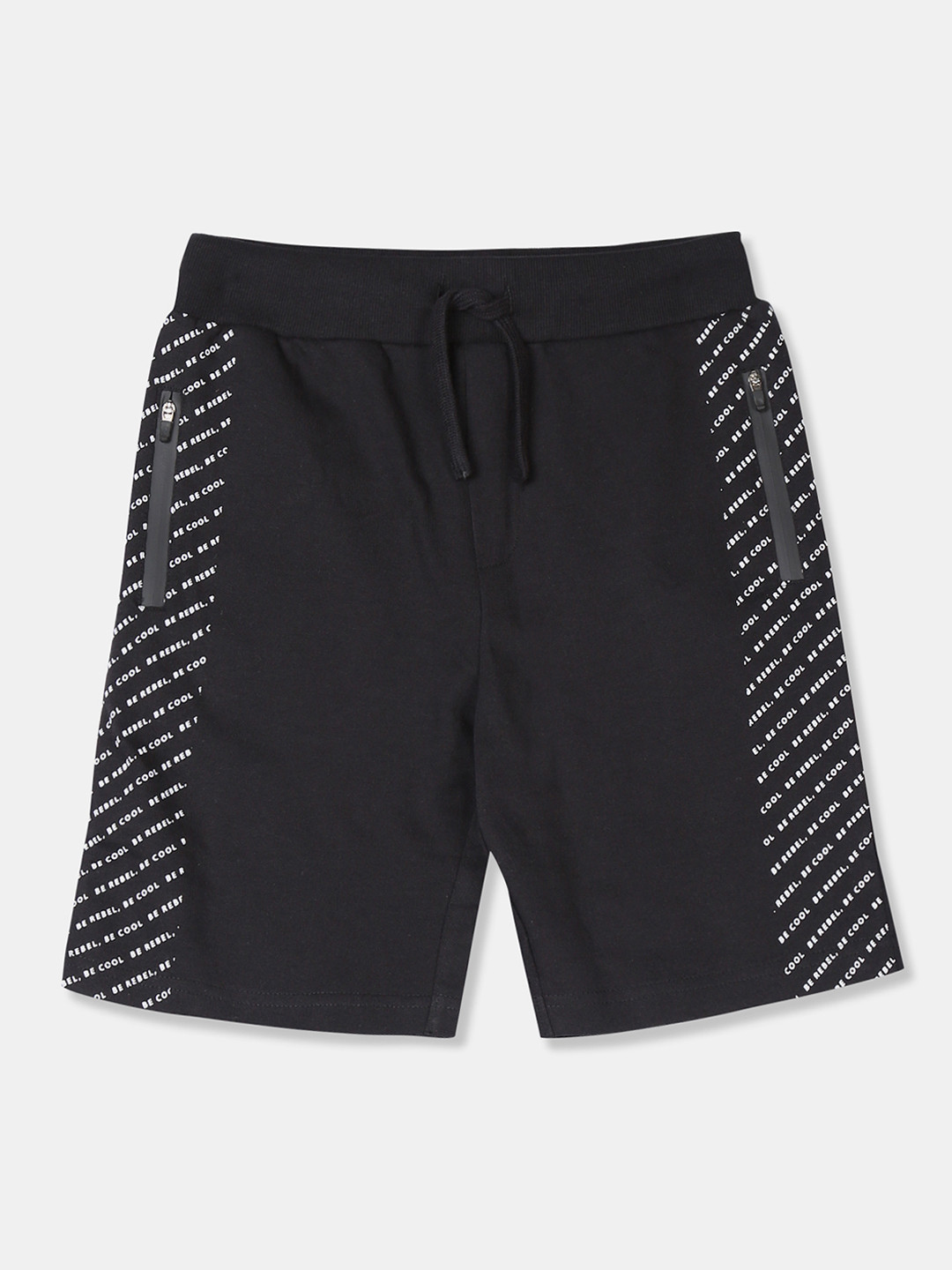 

Flying Machine Boys Black Printed Regular Fit Regular Shorts