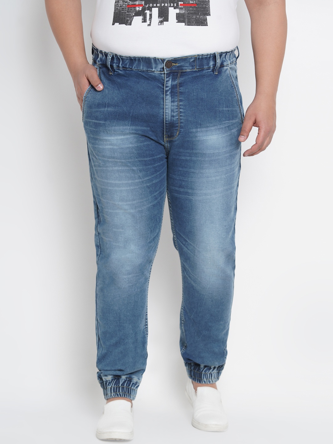 

Plus Size Men Blue Jogger Mid-Rise Stretchable Jeans