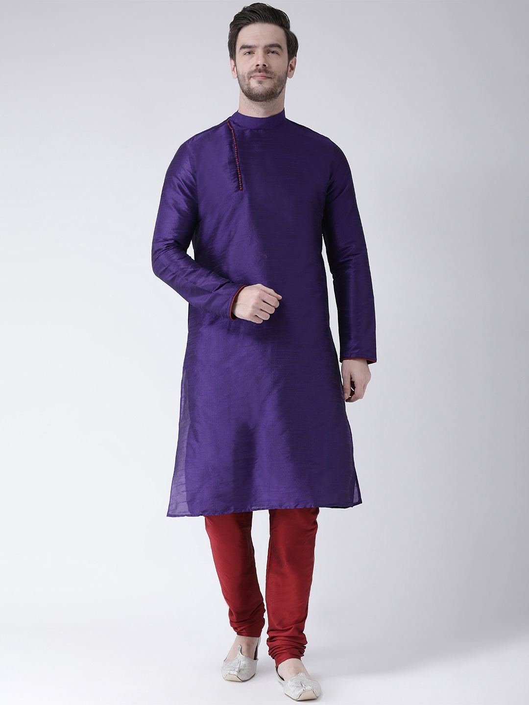 

DEYANN Men Blue Solid Straight Kurta