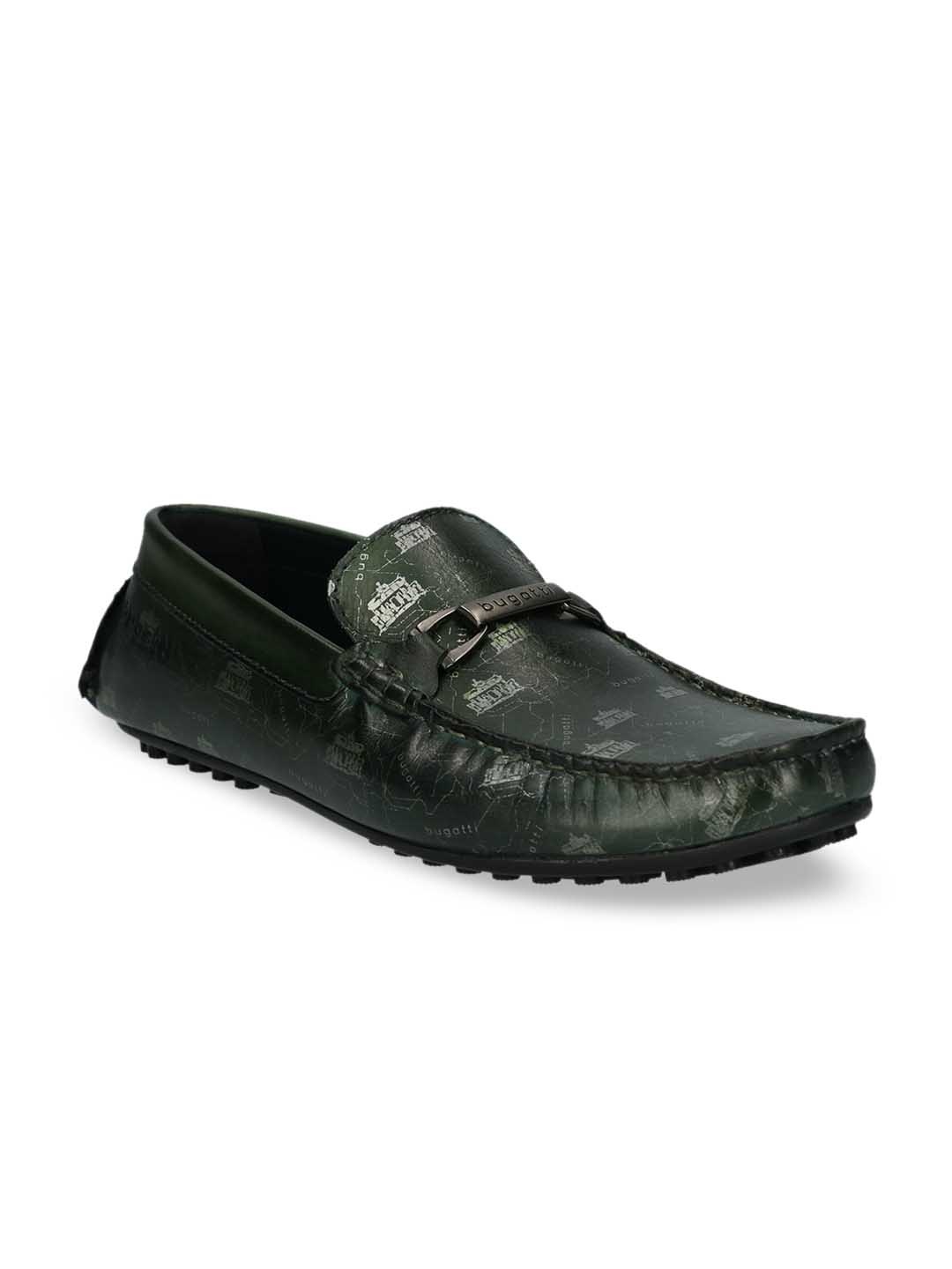 

Bugatti Men Green Leather Driving Shoes