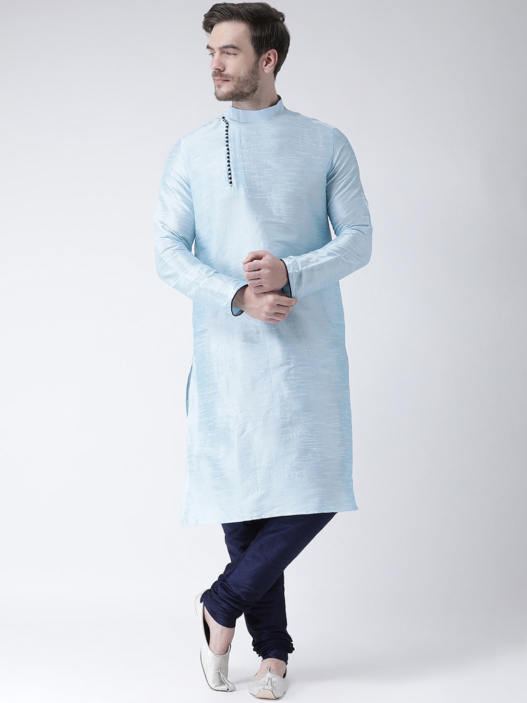 

DEYANN Men Blue Solid Straight Kurta