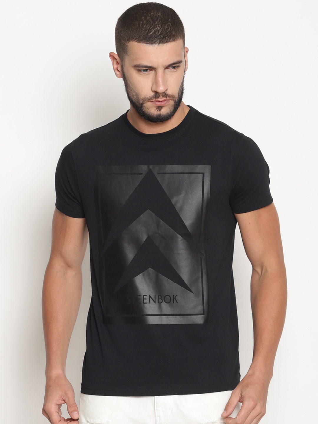 

Steenbok Men Black Printed Round Neck T-shirt
